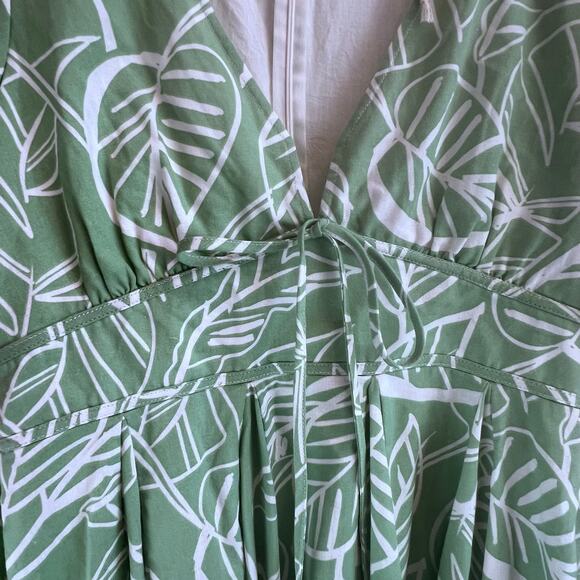 VICI Green Linen Blend Puff Sleeve Fit and Flare Mini Dress Women's Size X-Large - Picture 6 of 9